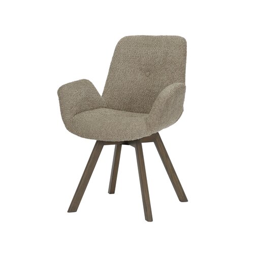 Eetkamerstoel Matteo bouclé liver met houten onderstel - afbeelding 1