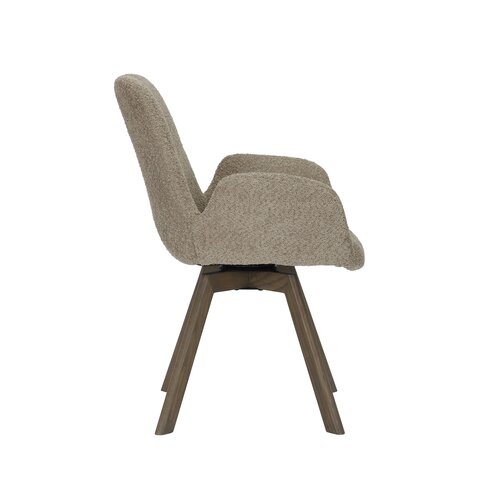 Eetkamerstoel Matteo bouclé liver met houten onderstel - afbeelding 4