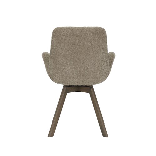 Eetkamerstoel Matteo bouclé liver met houten onderstel - afbeelding 5