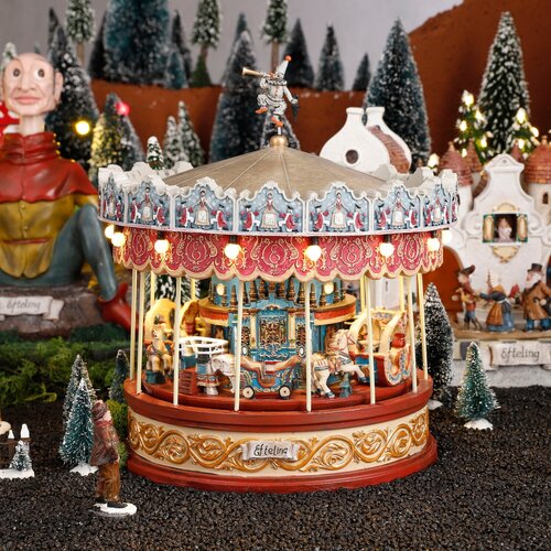 Efteling Anton Pieck carrousel werkt op  batterijen - h25,5xd23cm - afbeelding 3