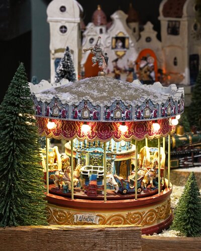 Efteling Anton Pieck carrousel werkt op  batterijen - h25,5xd23cm - afbeelding 2