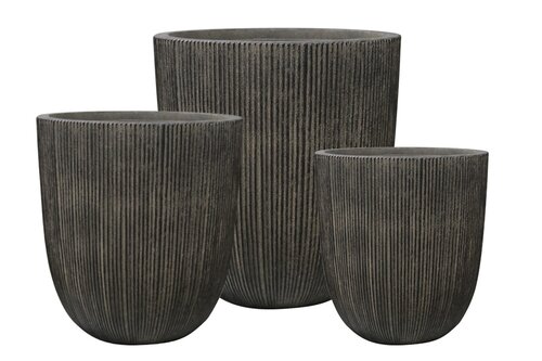 Eivormige Kunststof pot D 31 X H 31 cm Vintagezwart - afbeelding 2