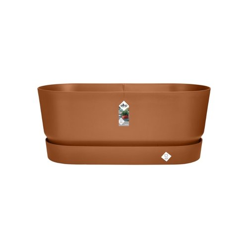 Elho Plantenbak Greenville Terrace Trough 60cm wielen bruin - afbeelding 1