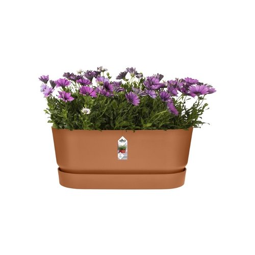 Elho Plantenbak Greenville Terrace Trough 60cm wielen bruin - afbeelding 2