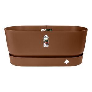 Elho Plantenbak Greenville Terrace Trough 80cm wielen bruin - afbeelding 1
