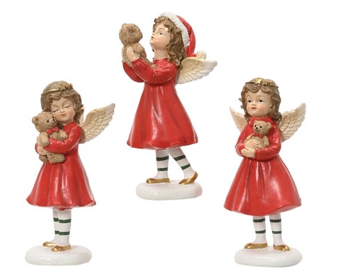 Engel kunststof - B8,5xH17cm Rood - 3 Varianten