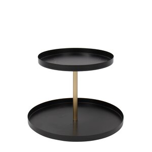 2‑laagse etagère Ø40 x H28 cm zwart/goud
