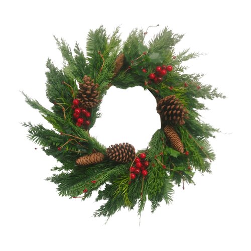 Evergreen Deco krans rode besjes - D 50 cm