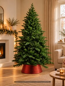 Evergreen Kerstboomhuls glitter - D62xH25cm Rood - afbeelding 2