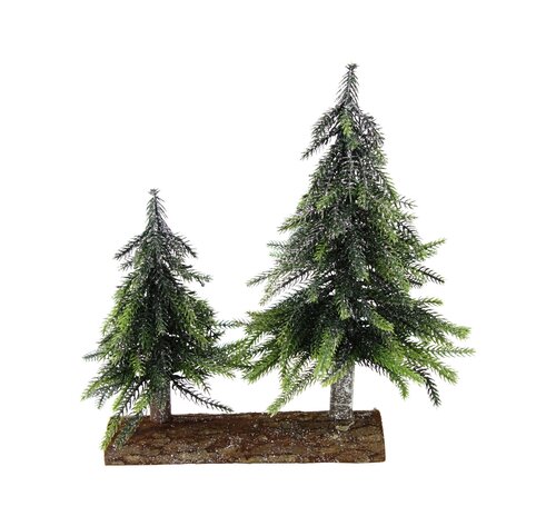 Evergreen Kerstboompjes op voet silver finish - 25 x 12 x 26 cm