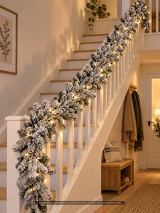 Evergreen Kunstguirlande Janga besneeuwd - incl 100 lampjes - L 270 x D 25 cm - afbeelding 2