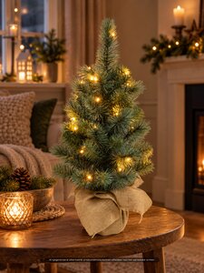 Evergreen Kunstkerstboom Everest bluegrey - incl 30 lampjes - H 60 x D 35 cm - afbeelding 2