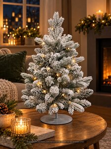 Evergreen Kunstkerstboom Janga besneeuwd - incl 50 lampjes - H 60 x D 50 cm - afbeelding 2