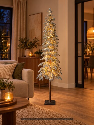 Evergreen Kunstkerstboom Mountain besneeuwd - incl 170 lampjes - H 150 x D 40 cm - afbeelding 2