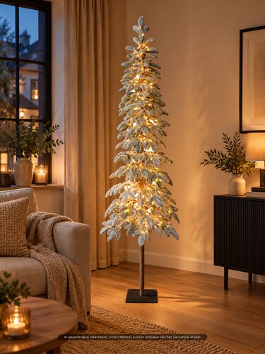 Evergreen Kunstkerstboom Mountain besneeuwd - incl 200 lampjes - H 180 x D 48 cm - afbeelding 2