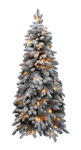 Evergreen Kunstkerstboom Peak besneeuwd - incl 150 lampjes - H 150 x D 65 cm - afbeelding 1
