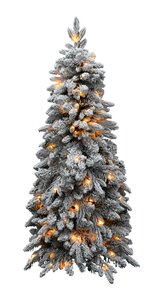 Evergreen Kunstkerstboom Peak besneeuwd - incl 200 lampjes - H 180 x D 72 cm - afbeelding 1