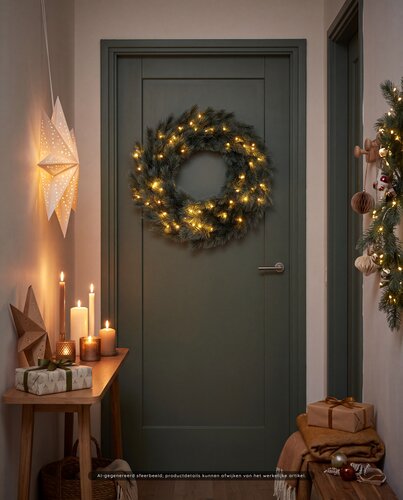 Evergreen Kunstkerstkrans Everest bluegrey - incl 60 lampjes - D 60 cm - afbeelding 2