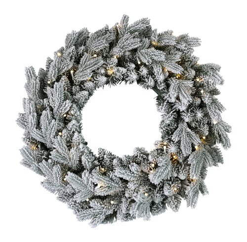 Evergreen Kunstkerstkrans Janga besneeuwd - incl 60 lampjes - D 60 cm - afbeelding 1