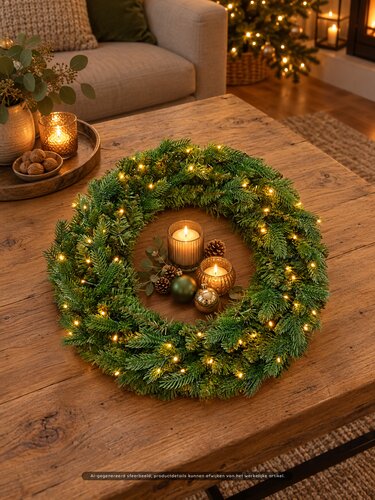 Evergreen Kunstkerstkrans Janga - incl 60 lampjes - D 60 cm - afbeelding 2
