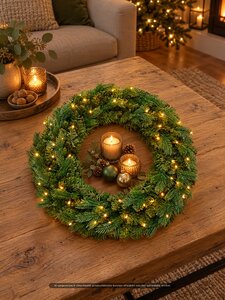 Evergreen Kunstkerstkrans Janga - incl 60 lampjes - D 60 cm - afbeelding 2