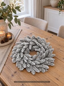 Evergreen Kunstkerstkrans Nobilis besneeuwd - D 40 cm - afbeelding 2