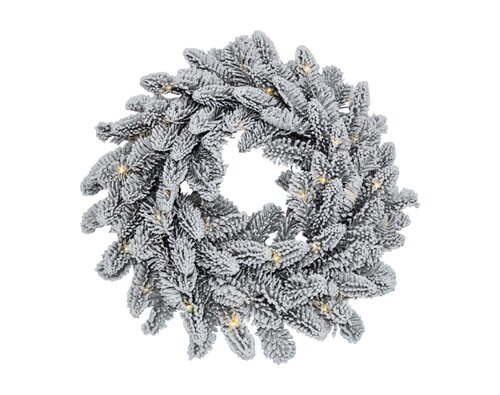Evergreen Kunstkerstkrans Nobilis besneeuwd - incl 50 lampjes - D 40 cm - afbeelding 1