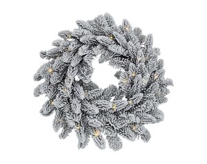 Evergreen Kunstkerstkrans Nobilis besneeuwd - incl 50 lampjes - D 40 cm - afbeelding 1
