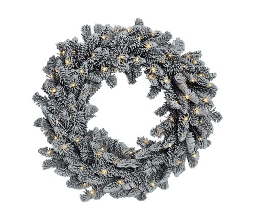 Evergreen Kunstkerstkrans Nobilis besneeuwd - incl 80 lampjes - D 50 cm - afbeelding 1