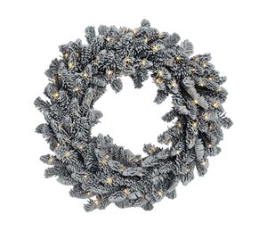 Evergreen Kunstkerstkrans Nobilis besneeuwd - incl 80 lampjes - D 50 cm - afbeelding 1