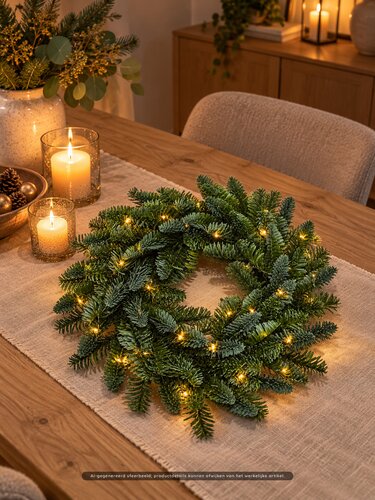 Evergreen Kunstkerstkrans Nobilis - incl 50 lampjes - D 40 cm - afbeelding 2