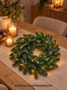 Evergreen Kunstkerstkrans Nobilis - incl 50 lampjes - D 40 cm - afbeelding 2