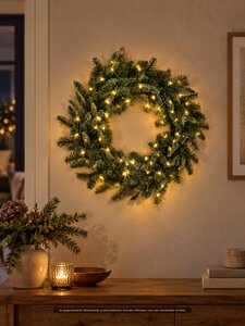 Evergreen Kunstkerstkrans Nobilis - incl 80 lampjes - D 50 cm - afbeelding 2