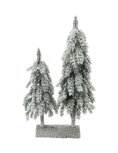 Evergreen Miniboom duo op stam sneeuwfinish - H 60 cm