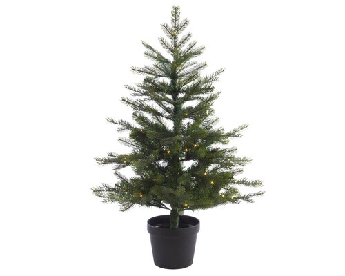 Everlands Kunstkerstboom Grandis outdoor - incl 80 lampjes - H 90 cm - afbeelding 1