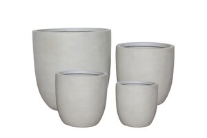 Fibre Clay Eivormige Pot D 35 X H 34 Cm Beige - afbeelding 2