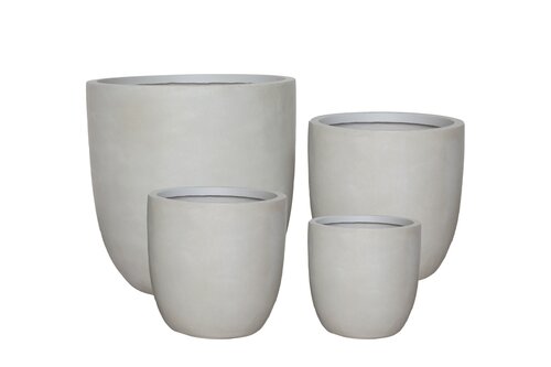 Fibre Clay Eivormige Pot D 42 X H 41 Cm Beige - afbeelding 2