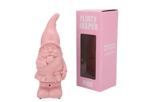 Flirty Jasper Tuinkabouter lichtroze met geluid - H 27 x B 11 x D 10 cm - afbeelding 2