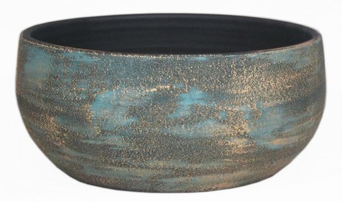 Floran Schaal madeira d28 h13cm blauw goud