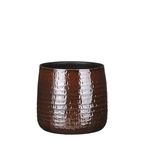 Floyd pot rond bruin - h21xd24cm