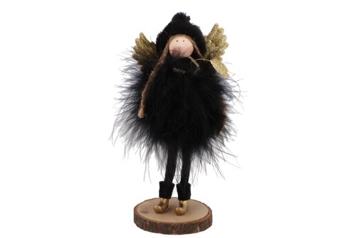Fluffy Engel Staand Black/Gold 9 x 6 x 18 cm - afbeelding 1