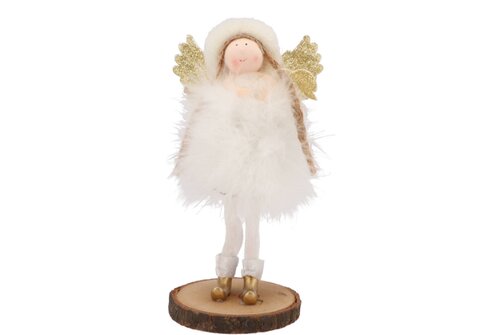 Fluffy Engel Staand White/Gold 9 x 6 x 18 cm - afbeelding 1