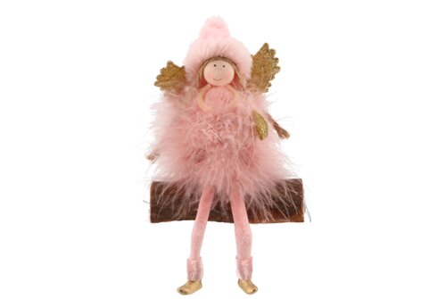 Fluffy Engel Zittend Old Pink 11 x 5 x 9 cm