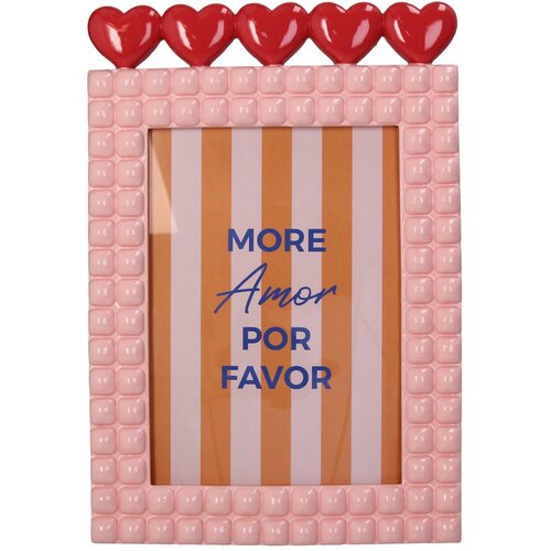 Fotolijst Hart Polyresin Roze - H 18 x B 13 cm - afbeelding 1