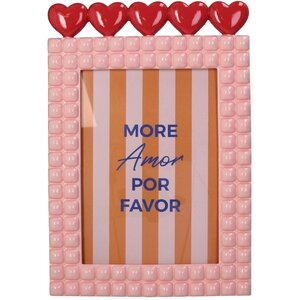 Fotolijst Hart Polyresin Roze - H 18 x B 13 cm - afbeelding 1
