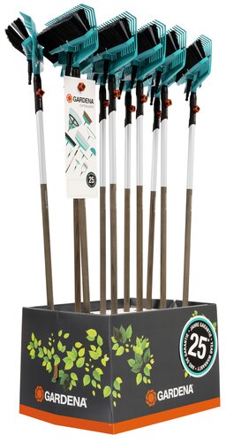GARDENA combisystem straatbezem en gazonhark met steel - afbeelding 1