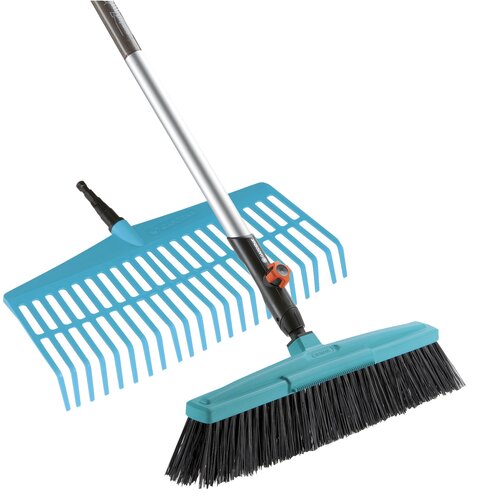 GARDENA combisystem straatbezem en gazonhark met steel