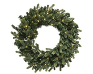 Geneva Fir LED Krans Groen - H 10 x D 60 cm