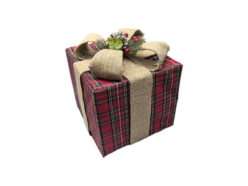 Giftbox maat L ruit/jute - afbeelding 1
