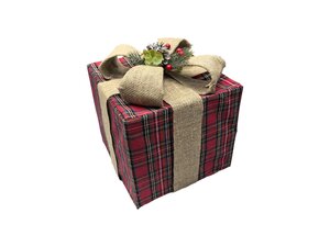 Giftbox maat L ruit/jute - afbeelding 1